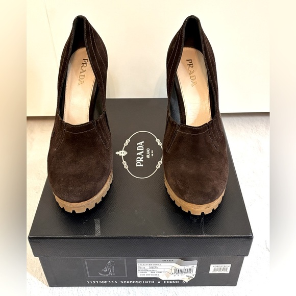 Prada Women's Brown Suede Shoes; Calzature Donna 39 - Picture 1 of 10